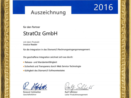 Zertifiziert: Software-Testat für Diamant/3 Digitales Rechnungseingangsmanagement